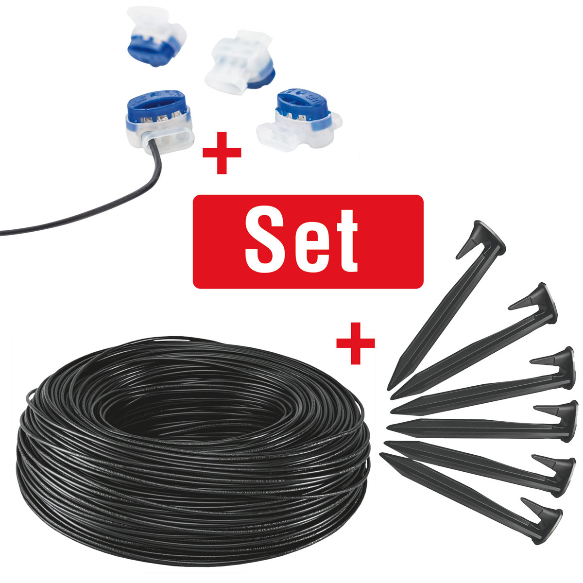 AL-KO Verlegeset XL 2x 150 m Schleifendraht 3 x 90 Nägel 10 Kabelverbinder | 114512