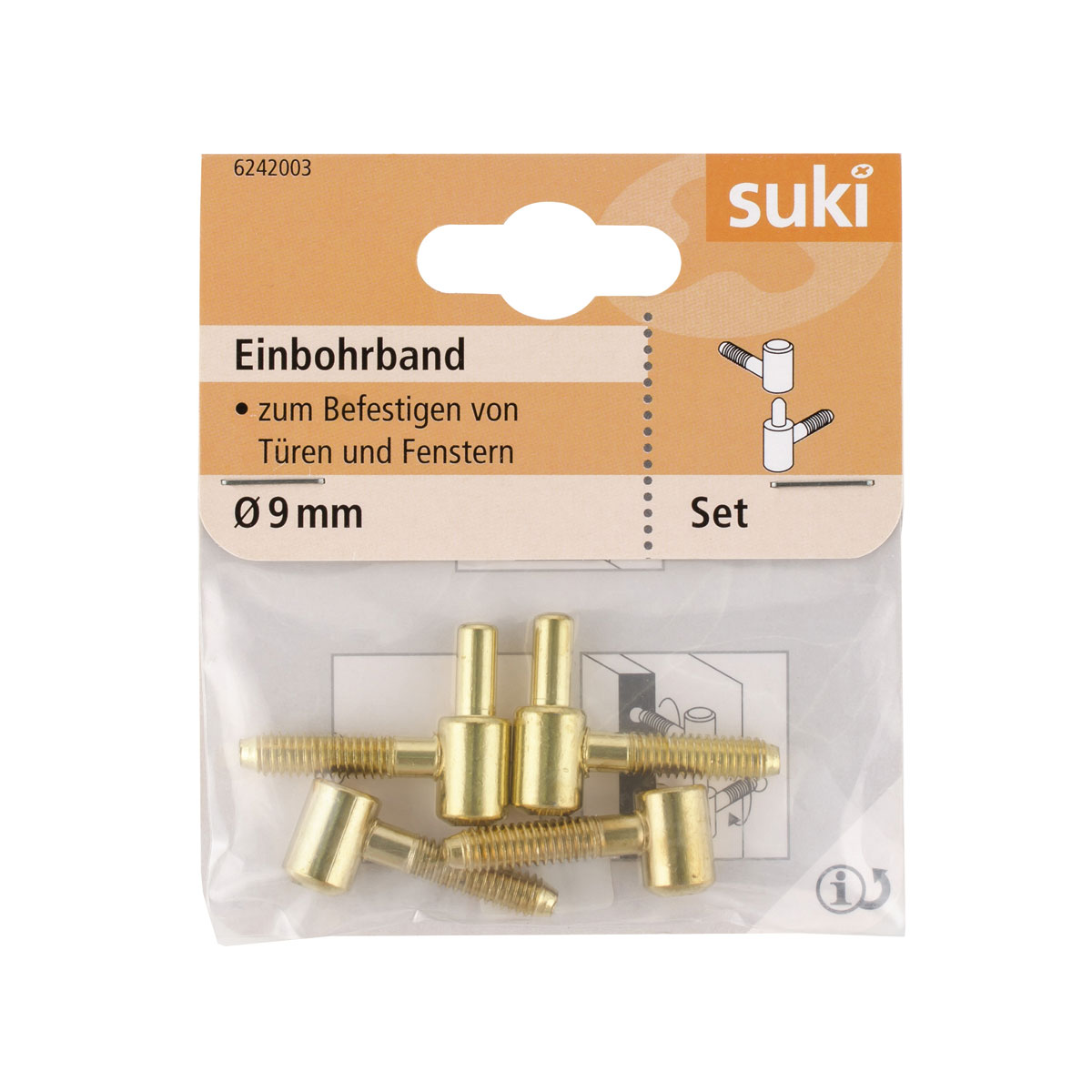 Suki Einbohrband Stahl Durchmesser 0,9x Durchmesser 5,4 x 2,5 cm vermessingt 2 Stück | vermessingt | Ø0,9xØ5,4x2,5 | 130346