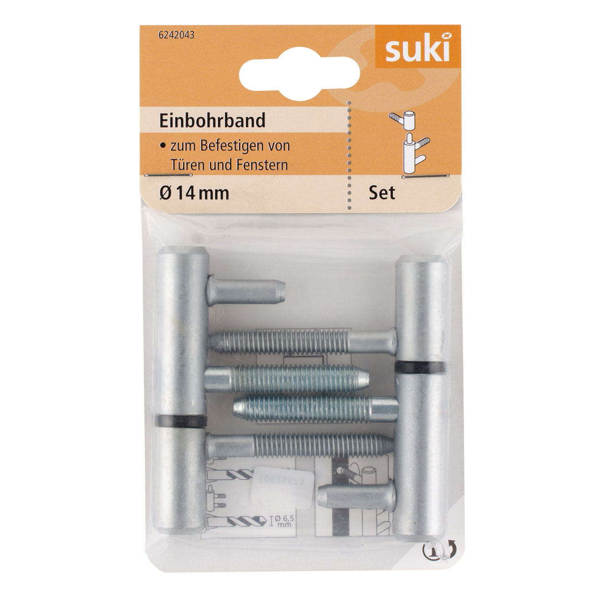 Suki Einbohrband Stahl Durchmesser 1,4x Durchmesser 0,68 x 4,9 cm verchromt 2 Stück | verchromt | Ø1,4xØ0,68x4,9 | 130358