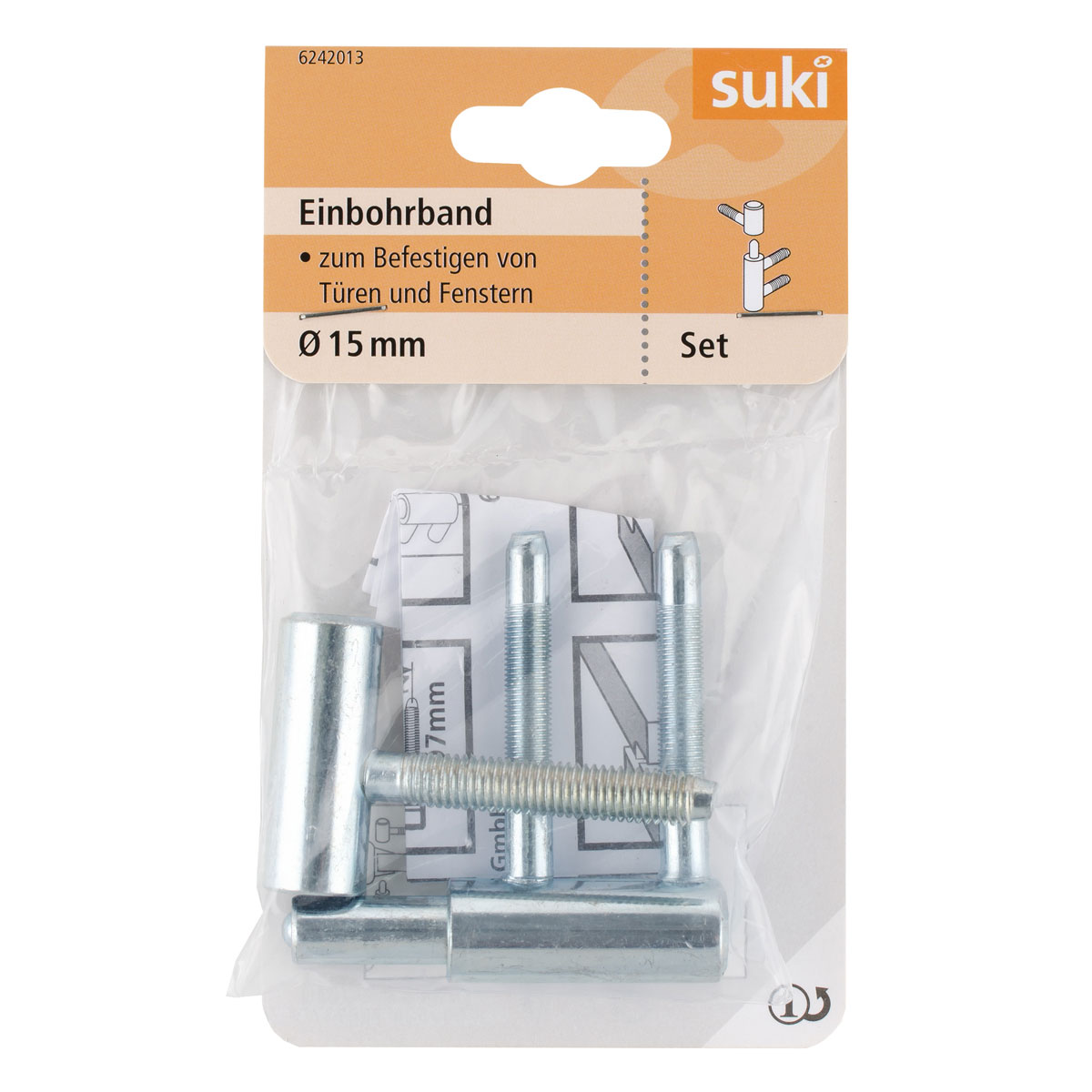 Suki Einbohrband Stahl Durchmesser 1,5x Durchmesser 0,79 x 5 cm verzinkt 2 Stück | verzinkt | Ø1,5xØ0,79x5 | 130360