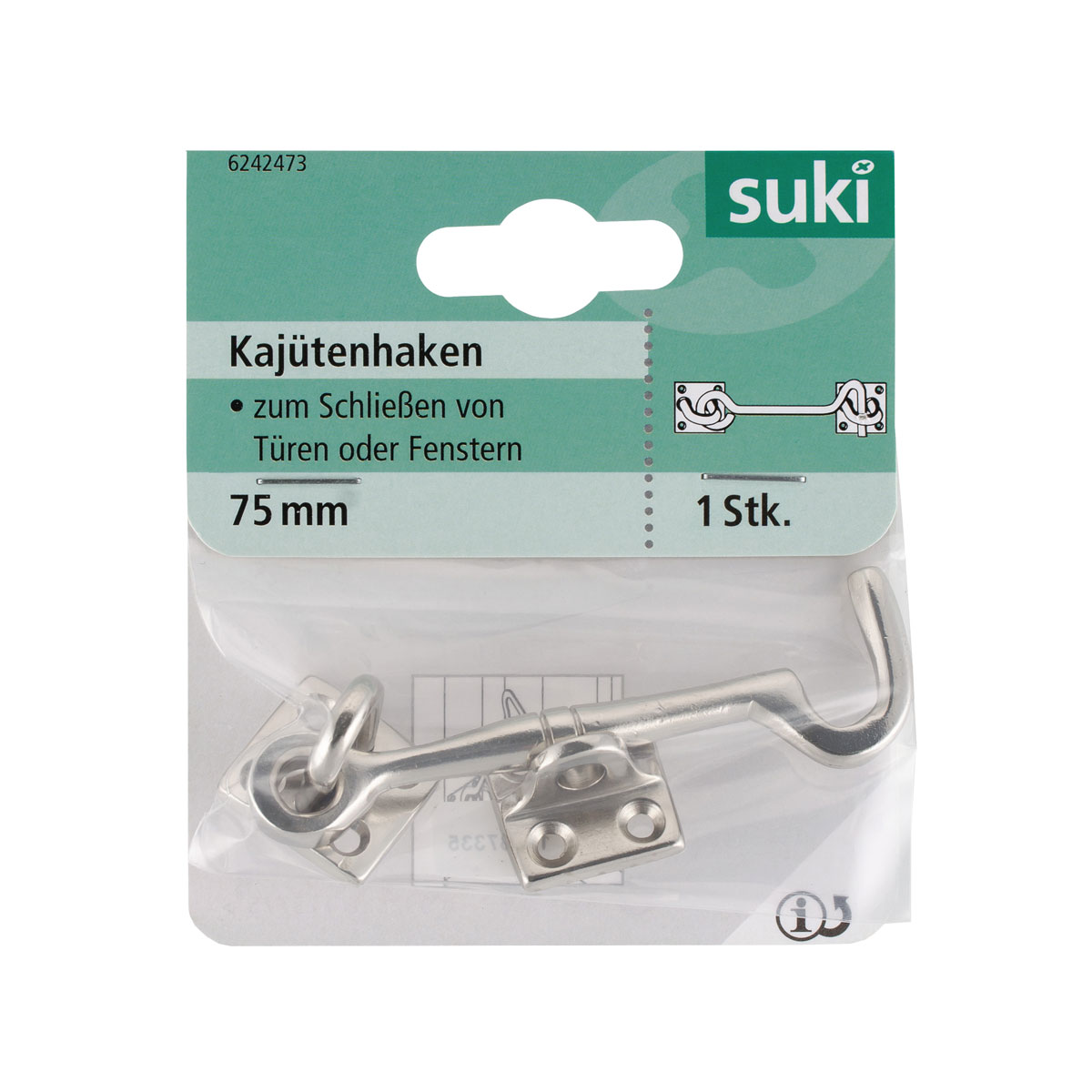 Suki Kajütenhaken vernickelt 75 mm | 75 | 130508