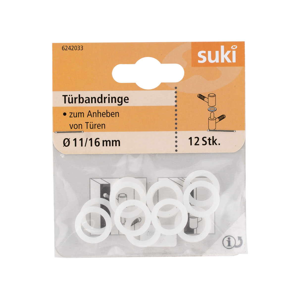 Suki Türbandring Kunststoff Durchmesser 11x Durchmesser 16 x 2 cm 12 Stück | Kunststoff | Ø11xØ16x2 | 131038