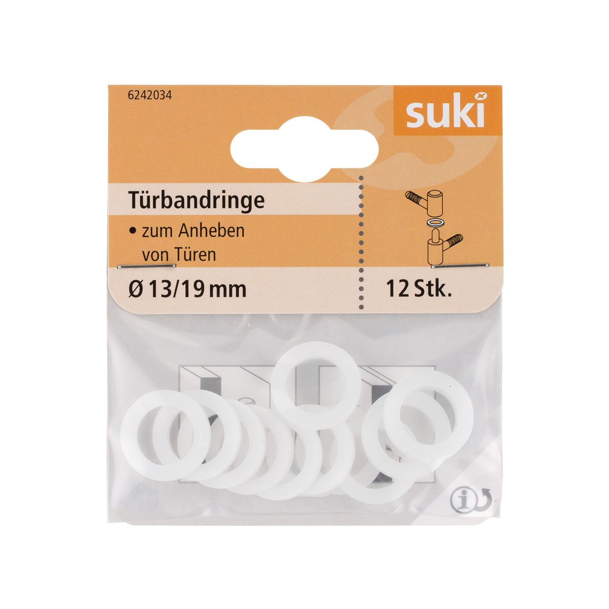 Suki Türbandring Kunststoff Durchmesser 13x Durchmesser 19 x 2 cm 12 Stück | Kunststoff | Ø13xØ19x2 | 131041
