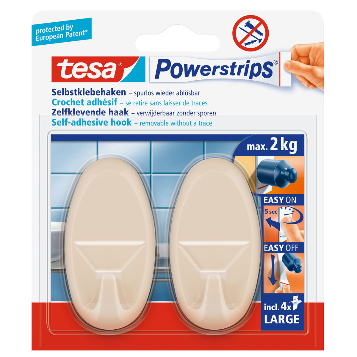 Tesa Systemhaken oval beige | 213290