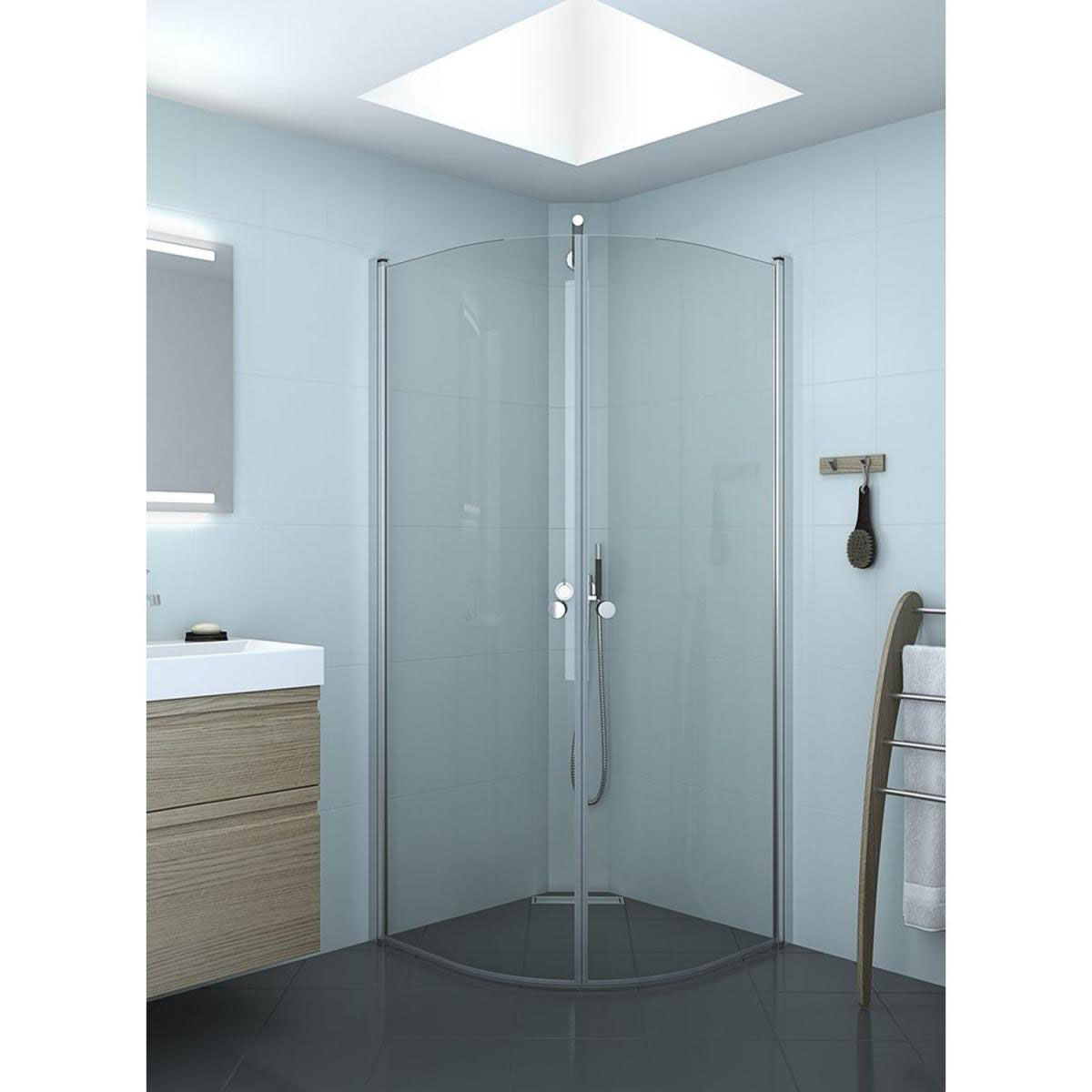 Scanbad SET Match Viertelkreis 90 cm Eisglas | 215504
