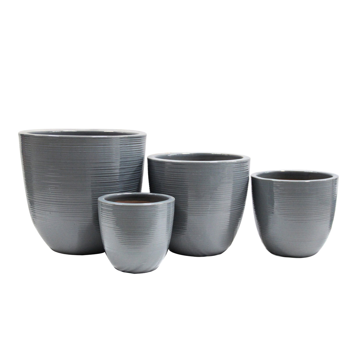 Haveson Pflanztopf Feine Rille 41 x 40 cm grau glasiert | 221314