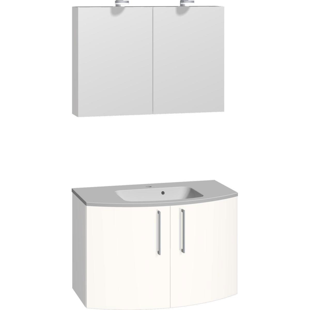 Scanbad Badmöbelset Modern und 90 cm weiß/weiß hochglänzend | 221865
