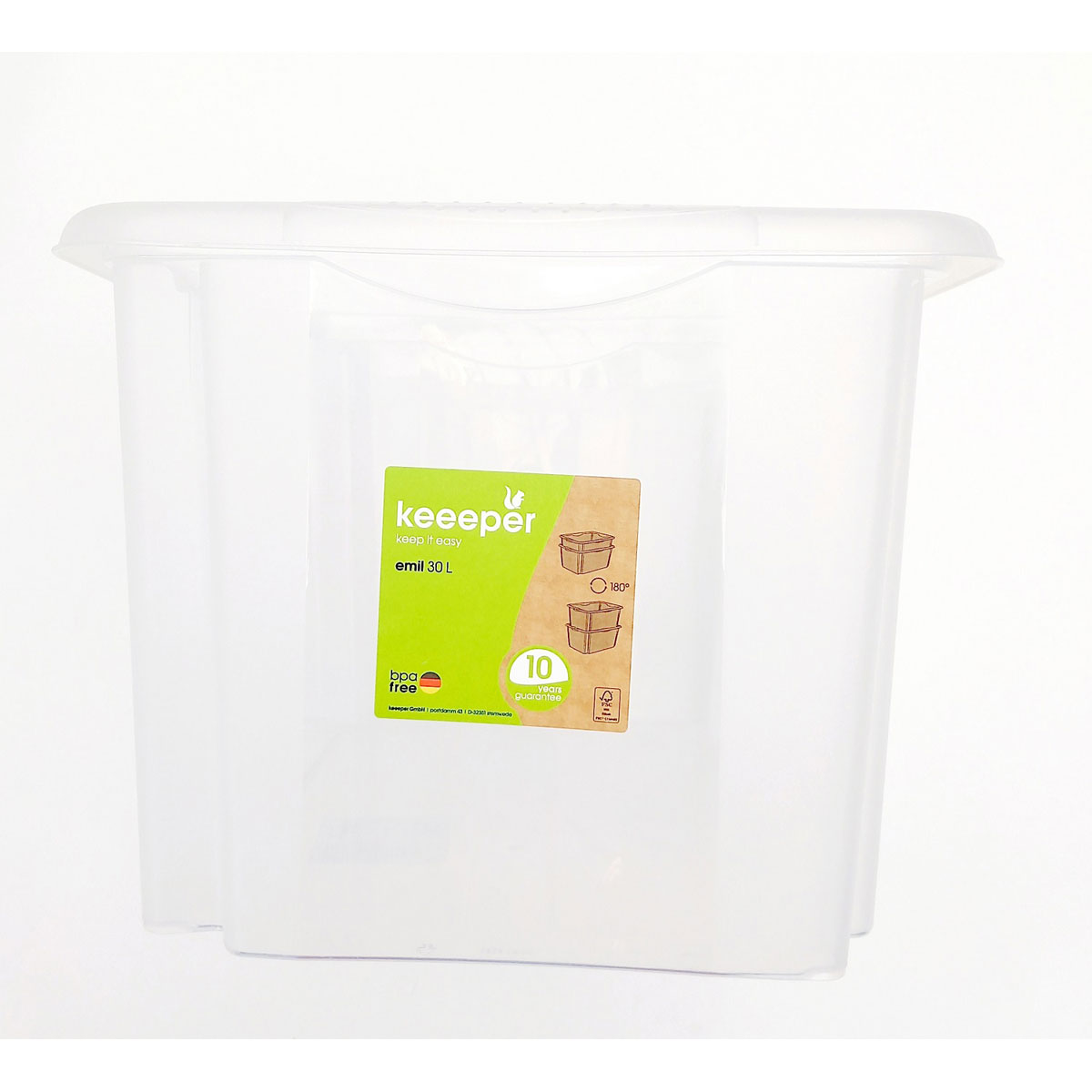keeeper Aufbewahrungsbox Emil 45 x 27 x 35 cm 30 L transparent | transparent | 224608