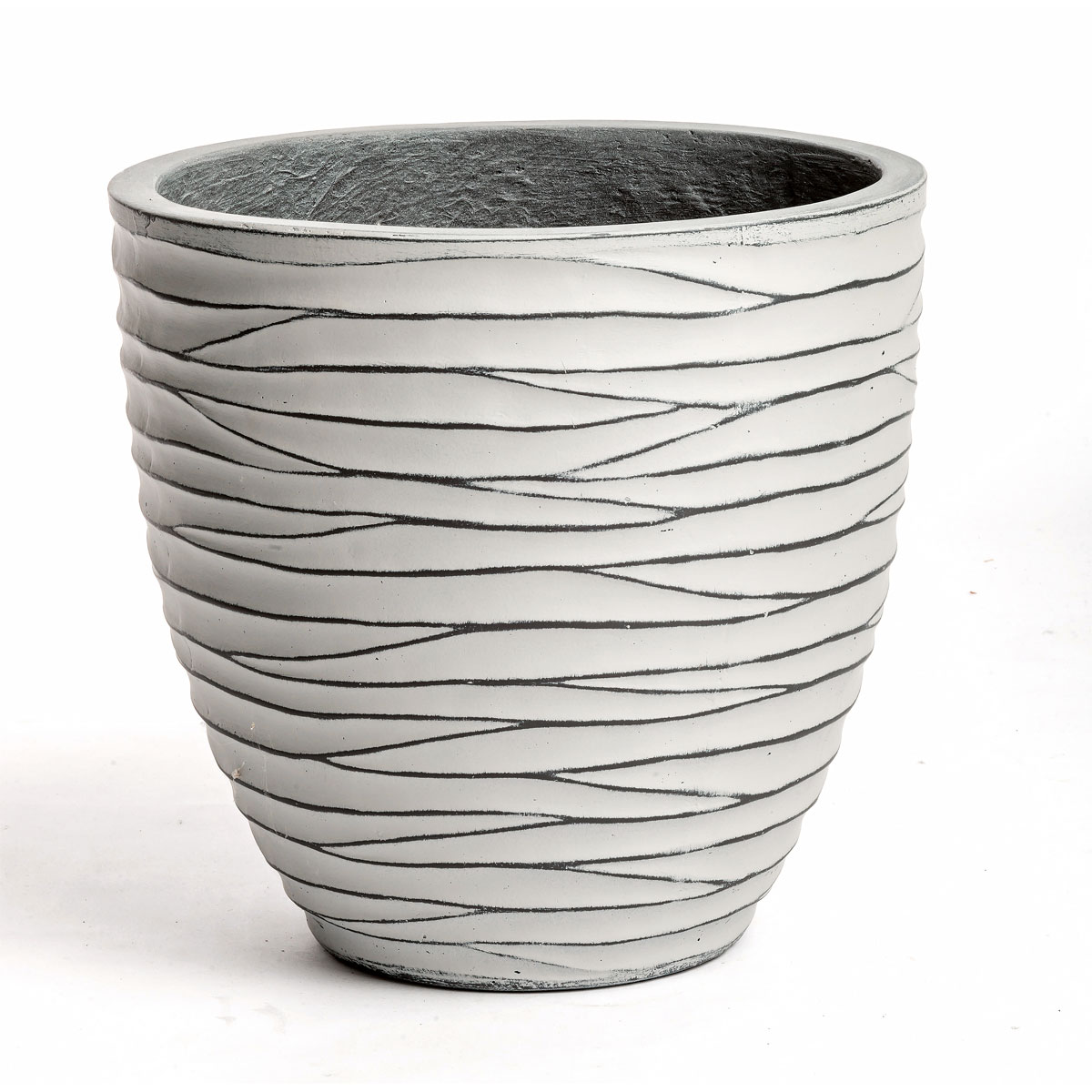Haveson Pflanzgefäß Big Groove rund Durchmesser 28 x 27 cm Light cement | Ø28x27 | 228098