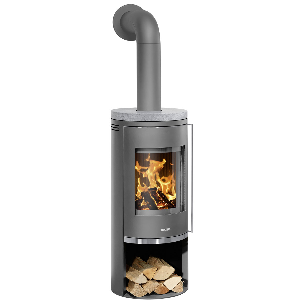 Justus Kaminofen Faro 2.0 mit Abdeckplatte Speckstein Grau | grau | schwarz | Speckstein | 237170