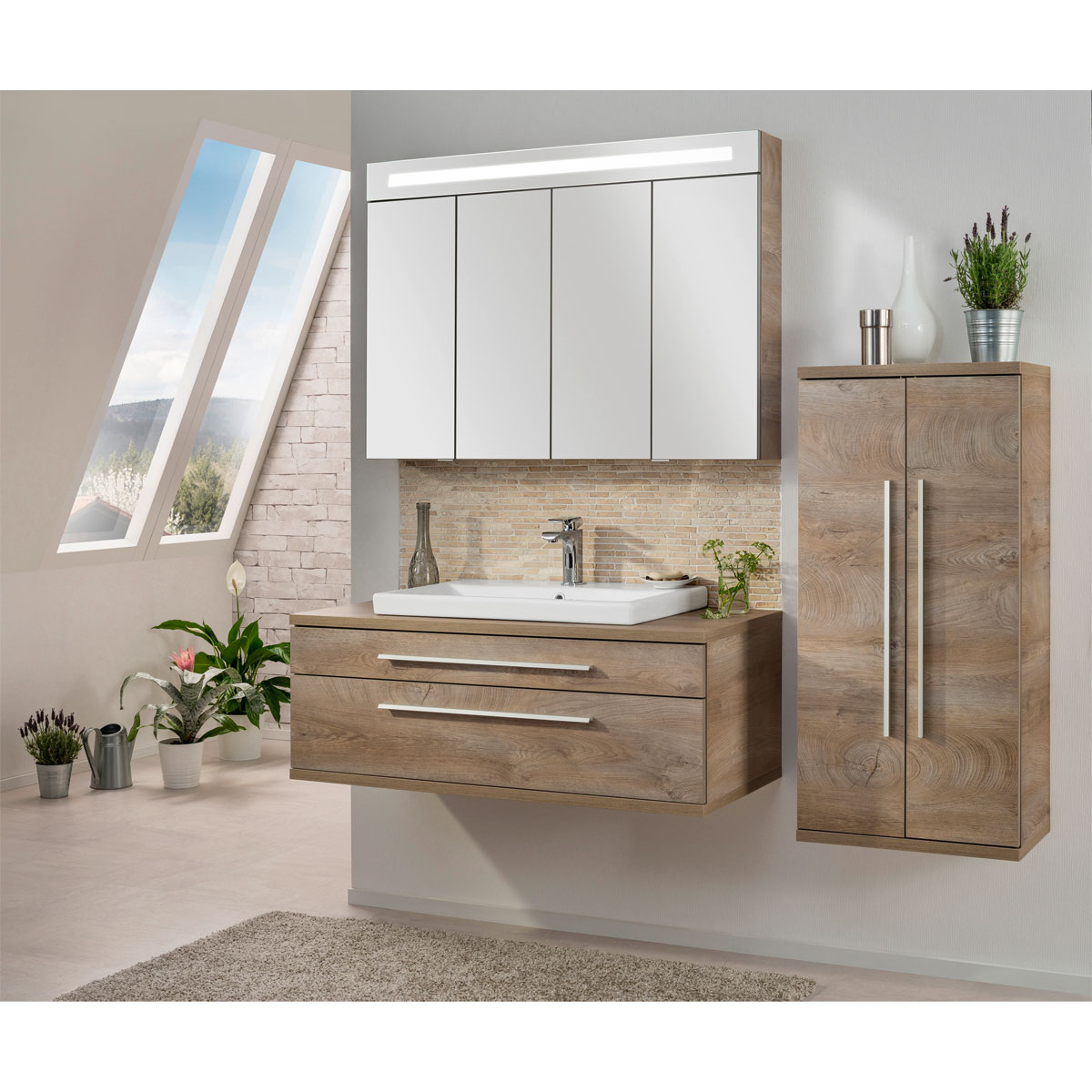 Fackelmann Doppel-Midischrank Stanford Eiche Natur 50 cm | 238858 – Bild 4