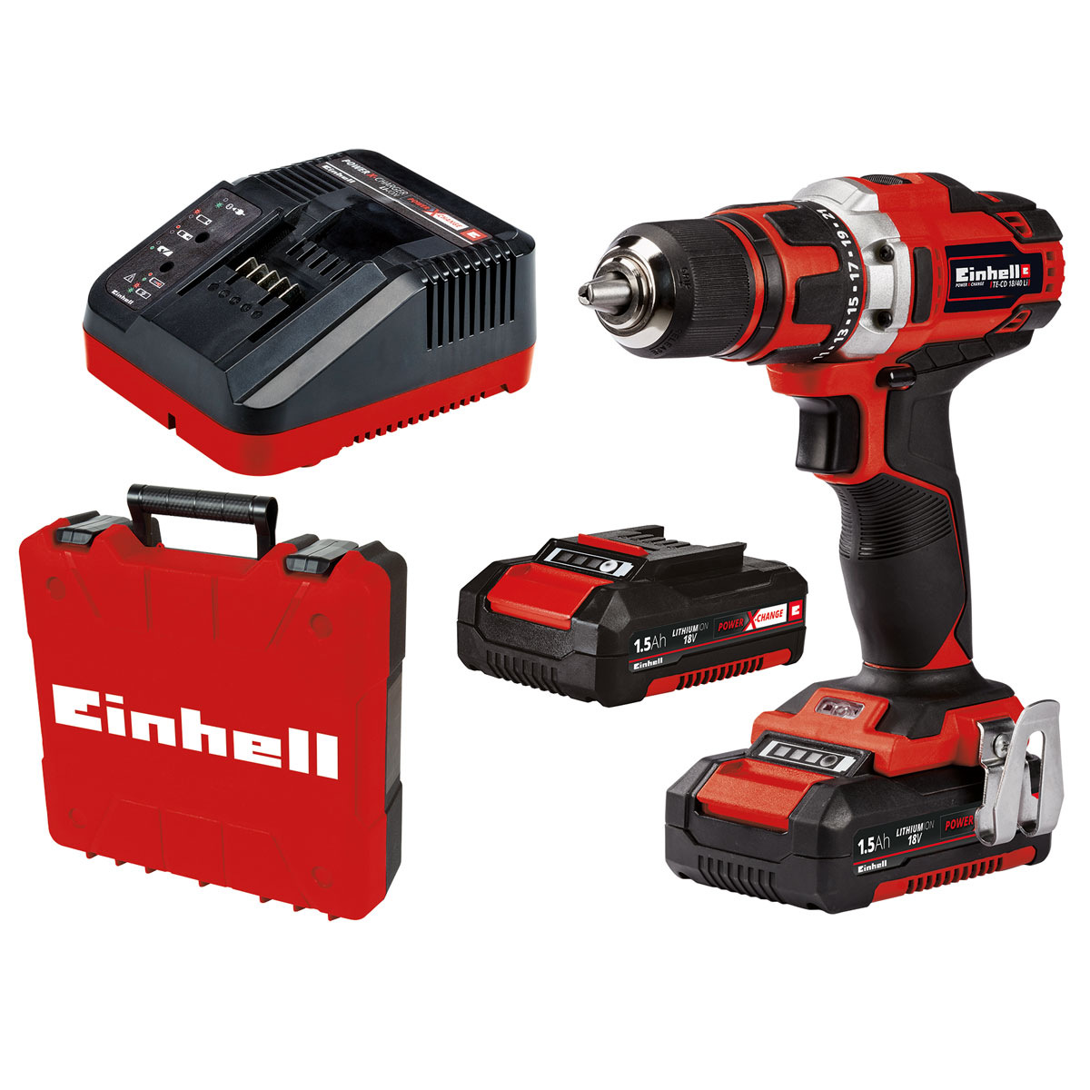 Einhell Akku-Bohrschrauber-Set TE-CD 18/40 Li 4-teilig | 244749