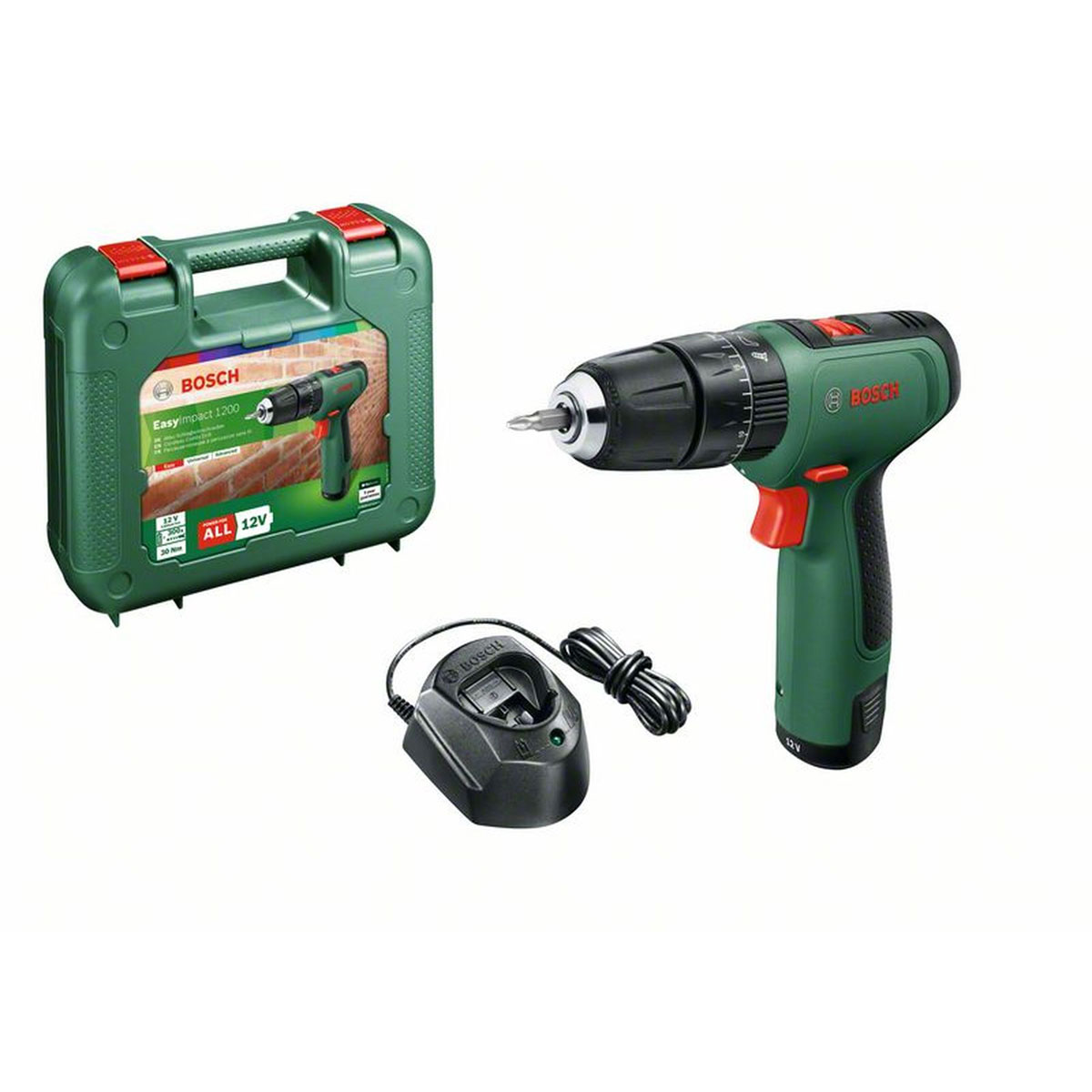 Bosch   Akku-Schlagbohrschrauber-Set EasyImpact 1200 1 Akku 4-teilig | 1x Akku, 1x Schrauberbit, 1x Ladegerät | 247426