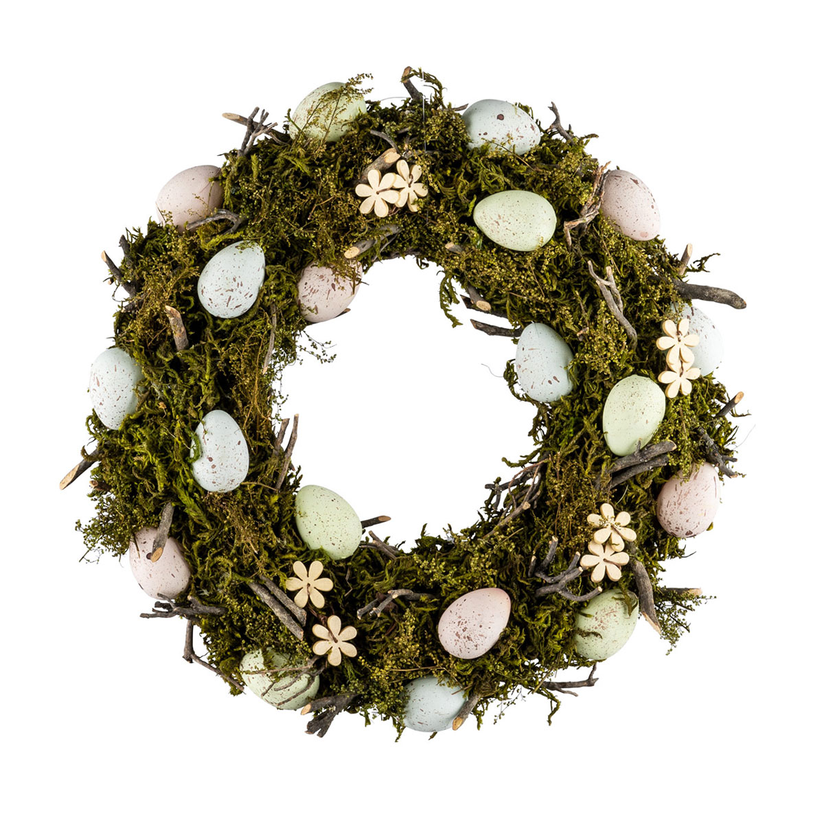 Naturkranz mit Eiern Durchmesser 30 cm grün-rosa-mint | 267063