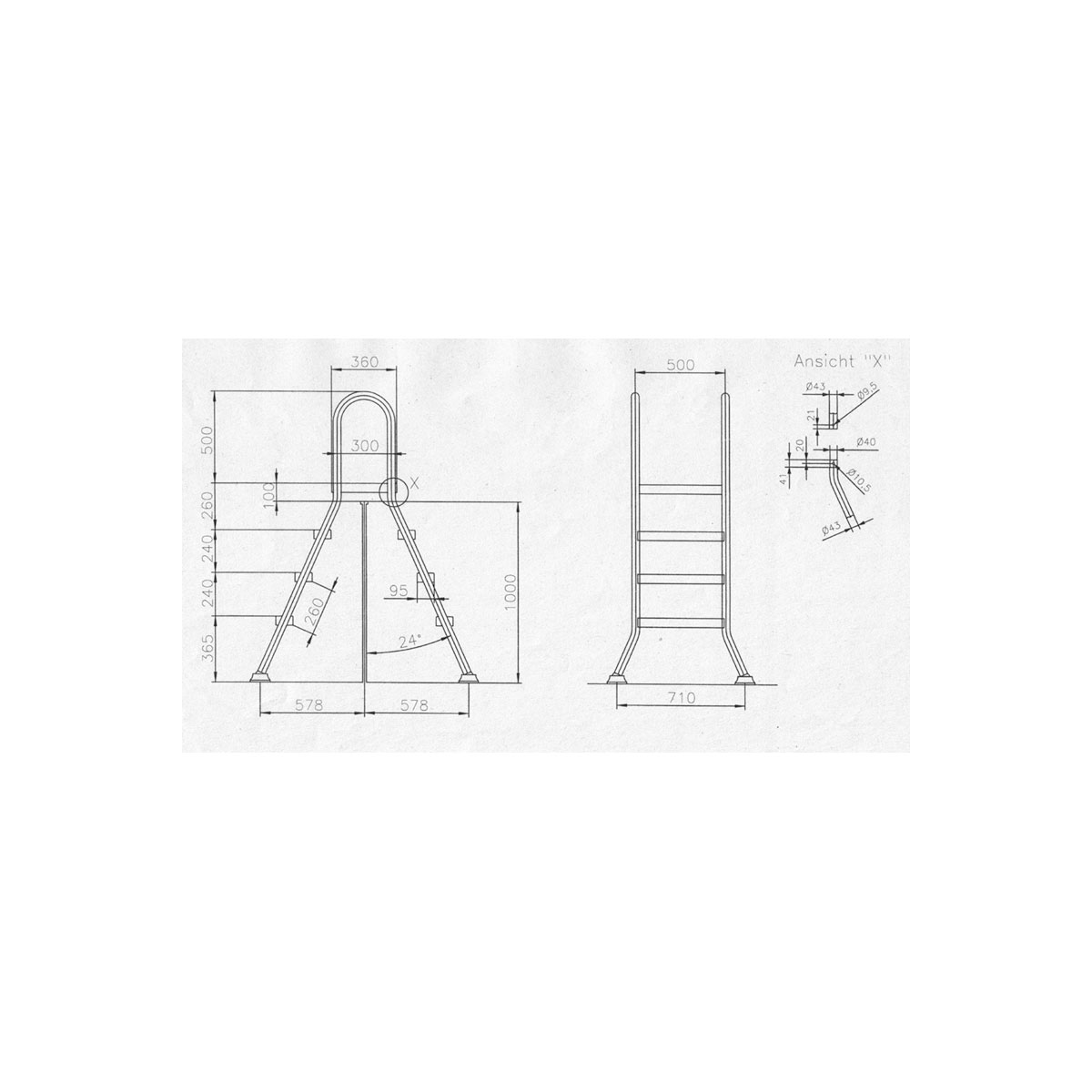 Hochbeckenleiter Edelstahl 100 cm 2 x 3 Stufen mit Plattform | 100 | 291969 – Bild 3