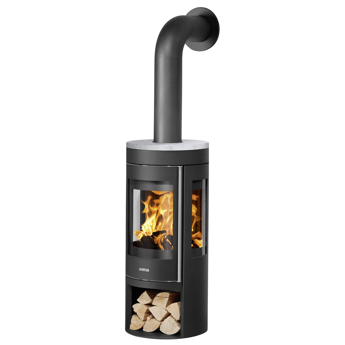 Justus Kaminofen Mino Trios Speckstein 5 kW | grau | schwarz | grau | Speckstein | 422475