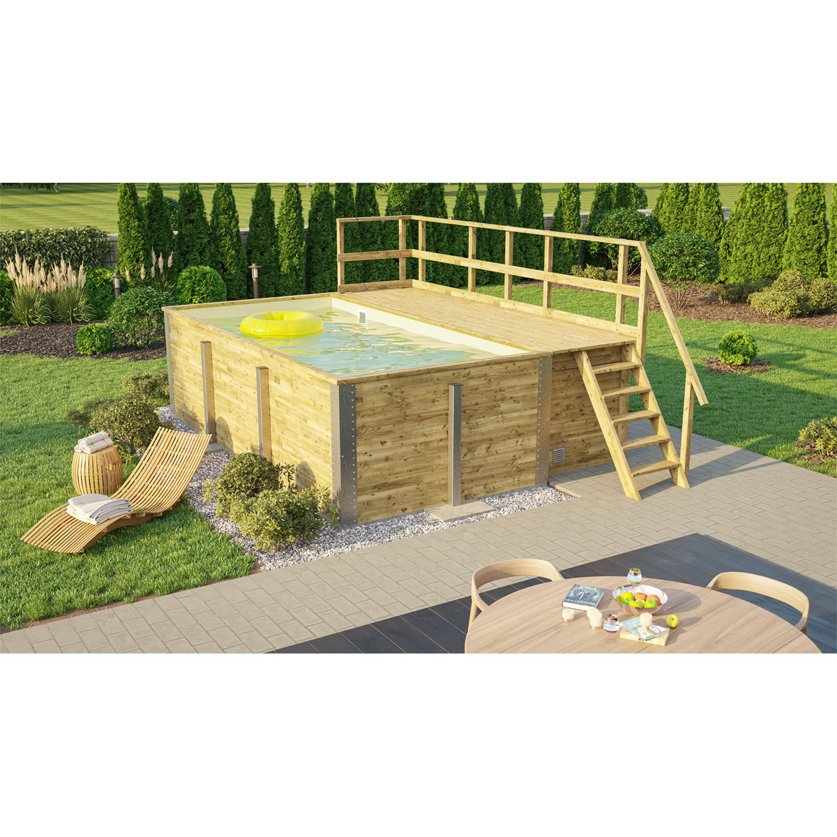 Weka Pool Rechteckig Größe 1 b 308,5 x 401,5 cm inkl Technikraum/Sonnendeck und FilteranlageFolie sand | 510555