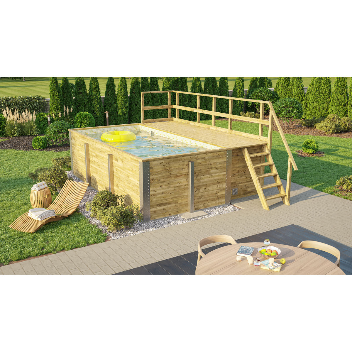 Weka Pool Rechteckig Größe 1 b 308,5 x 401,5 cm inkl Technikraum/Sonnendeck und FilteranlageFolie sand/mosaik | 510556