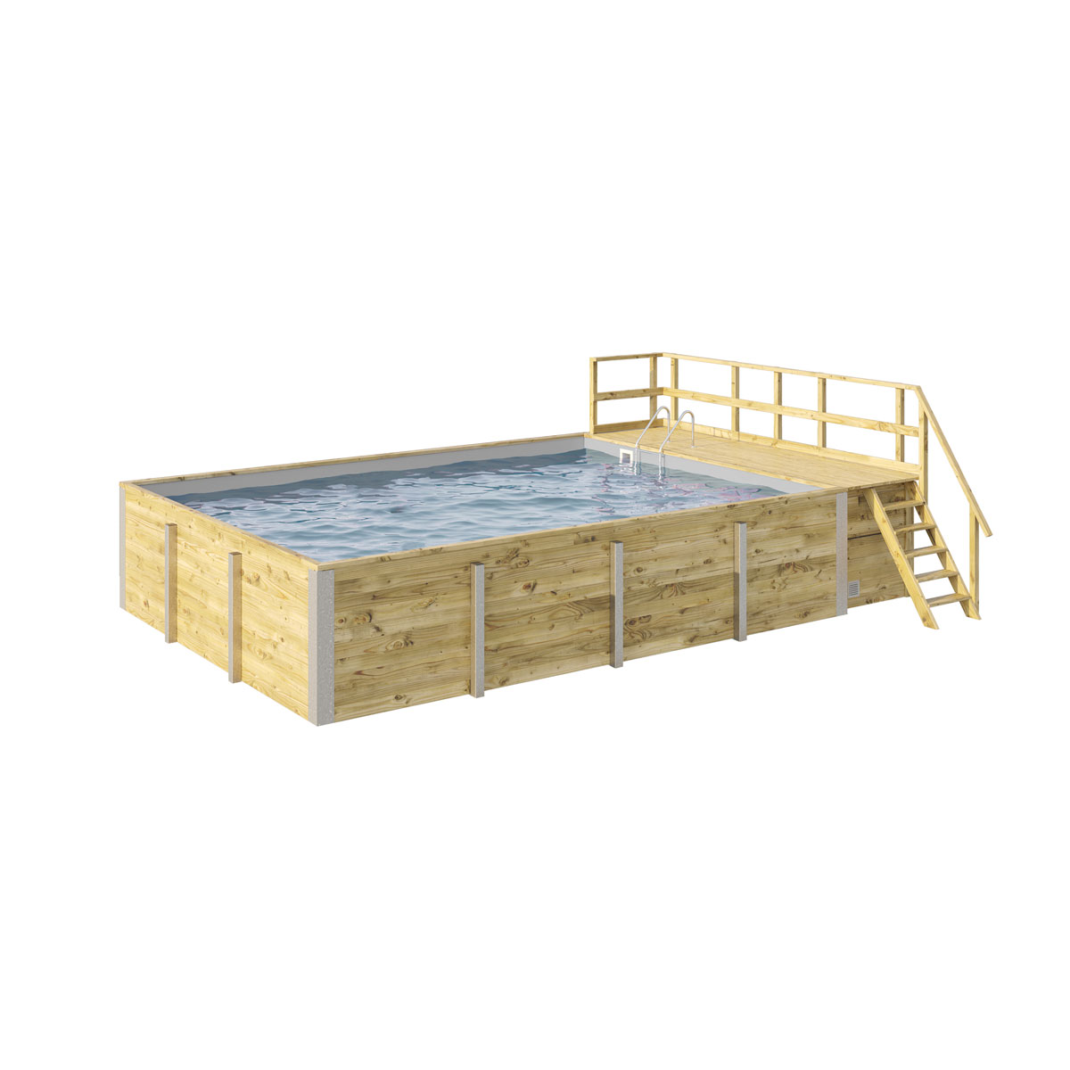 Weka Pool Rechteckig Größe 2 b 401,5 x 641,5 cm inkl Technikraum/Sonnendeck und FilteranlageFolie hellgrau | 510559