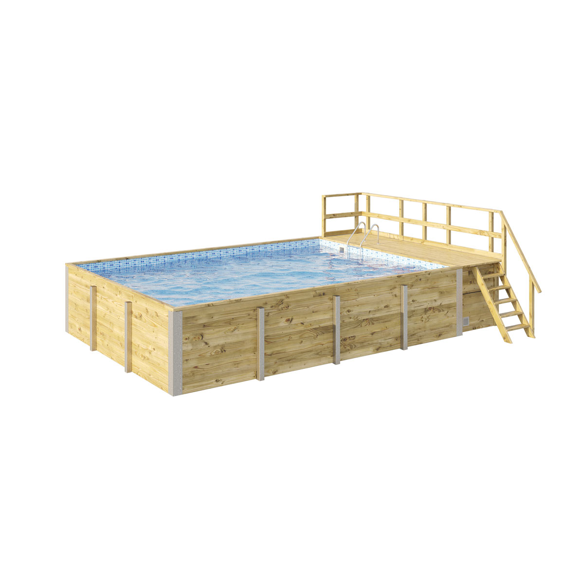 Weka Pool Rechteckig Größe 2 b 401,5 x 641,5 cm inkl Technikraum/Sonnendeck und FilteranlageFolie blau/weiss mosaik | 510562
