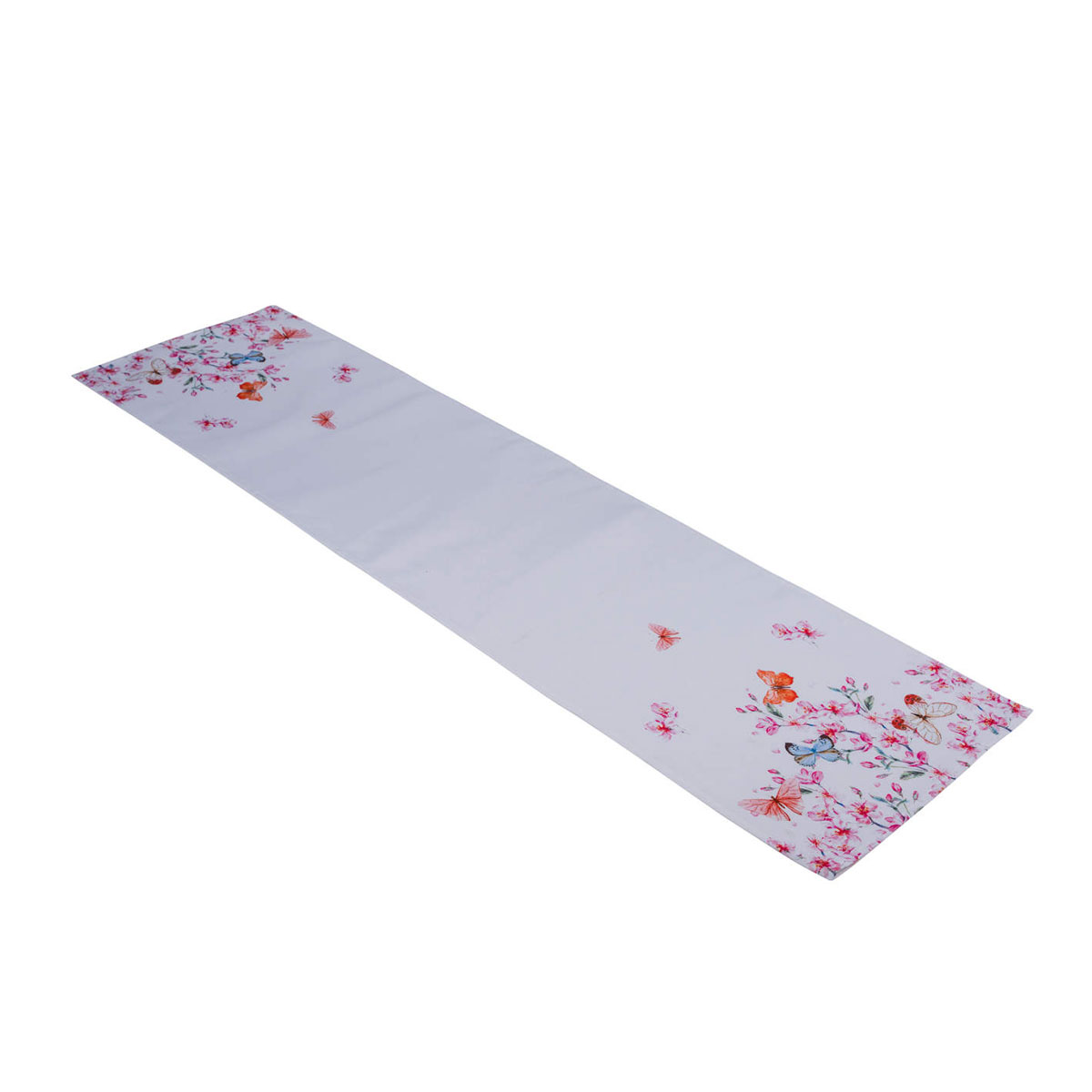 Stoff-Tischläufer Schmetterlingsmuster 40 x 150 cm weiß-apricot | 522508