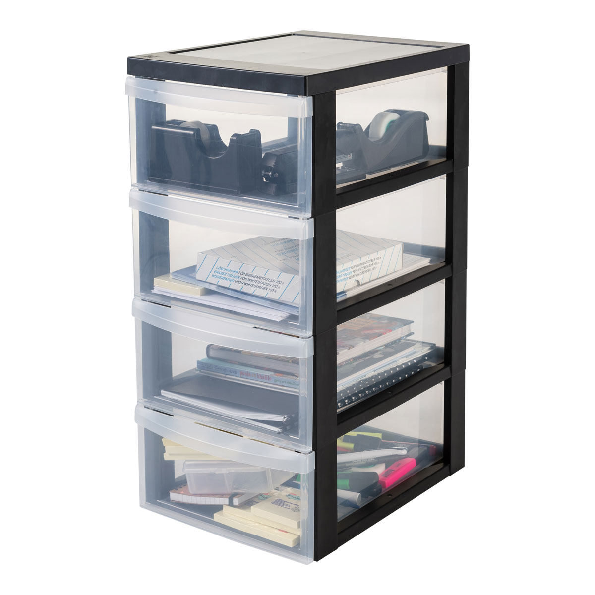 Kreher Rollcontainer mit 4 Schubladen und Rollen schwarz | 526081 – Bild 3