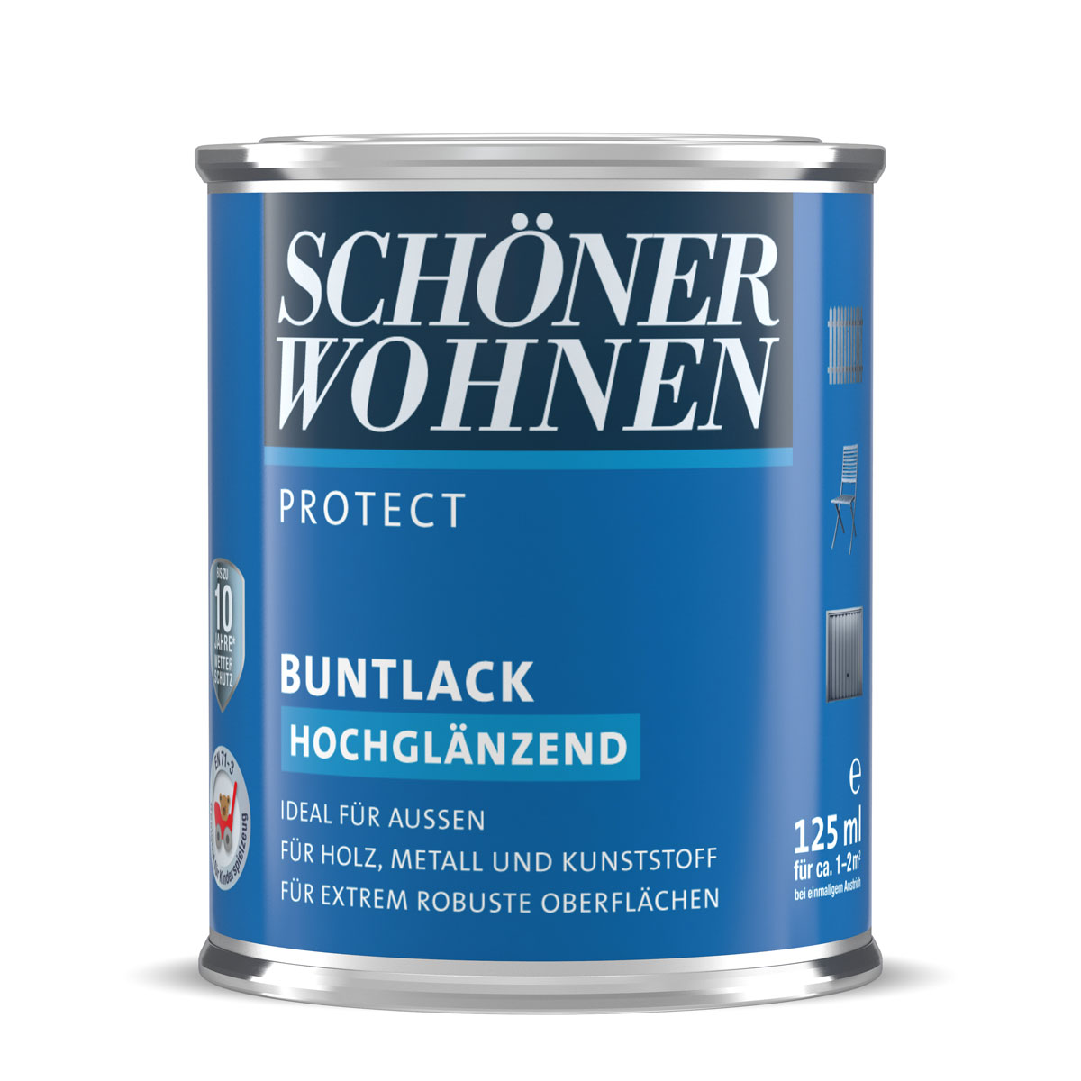 Schöner Wohnen Farbe Buntlack Protect Cremeweiß hochglänzend 125 ml | 0,125 | Hochglänzend | 579245