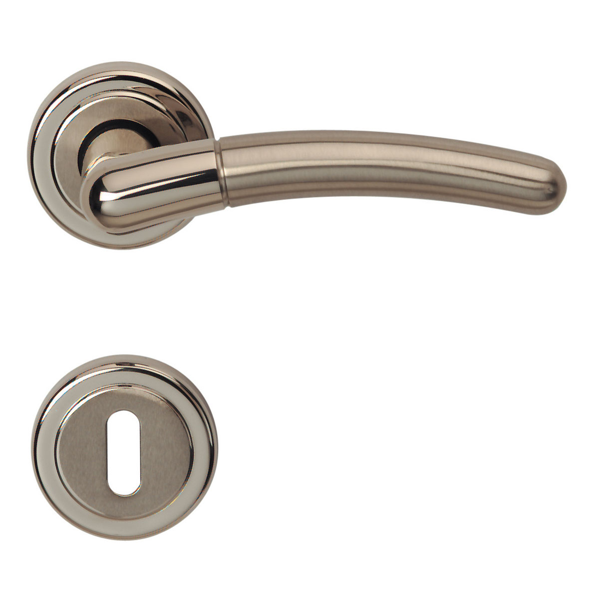 Alpertec Rosettengarnitur Betty-R Messing edelstahlfärbig poliert/satiniert BB | 646195