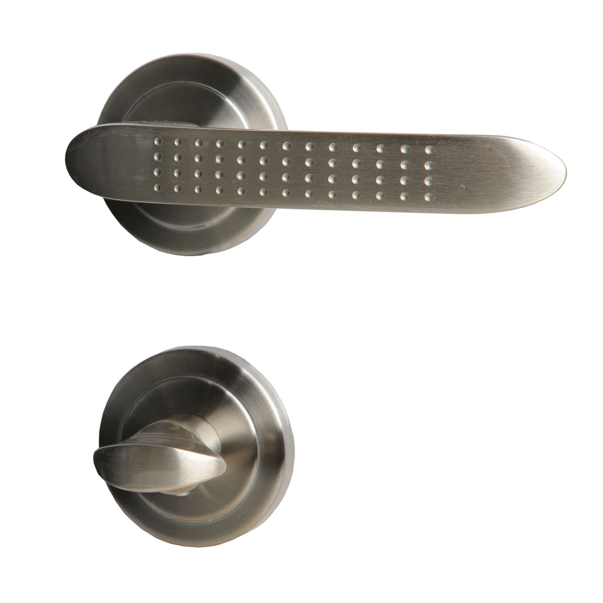 Alpertec Rosettengarnitur Carlo-R Messing edelstahlfärbig satiniert WC | 651743