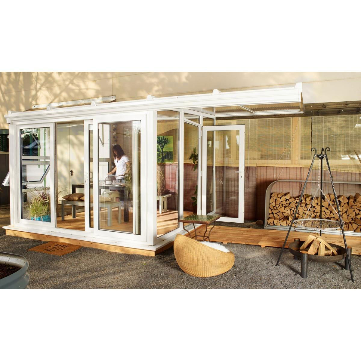 Nordic Stream Terrassenüberdachung Sol 15000 Glas Dach Celsius Elite rechts weiß | 935070