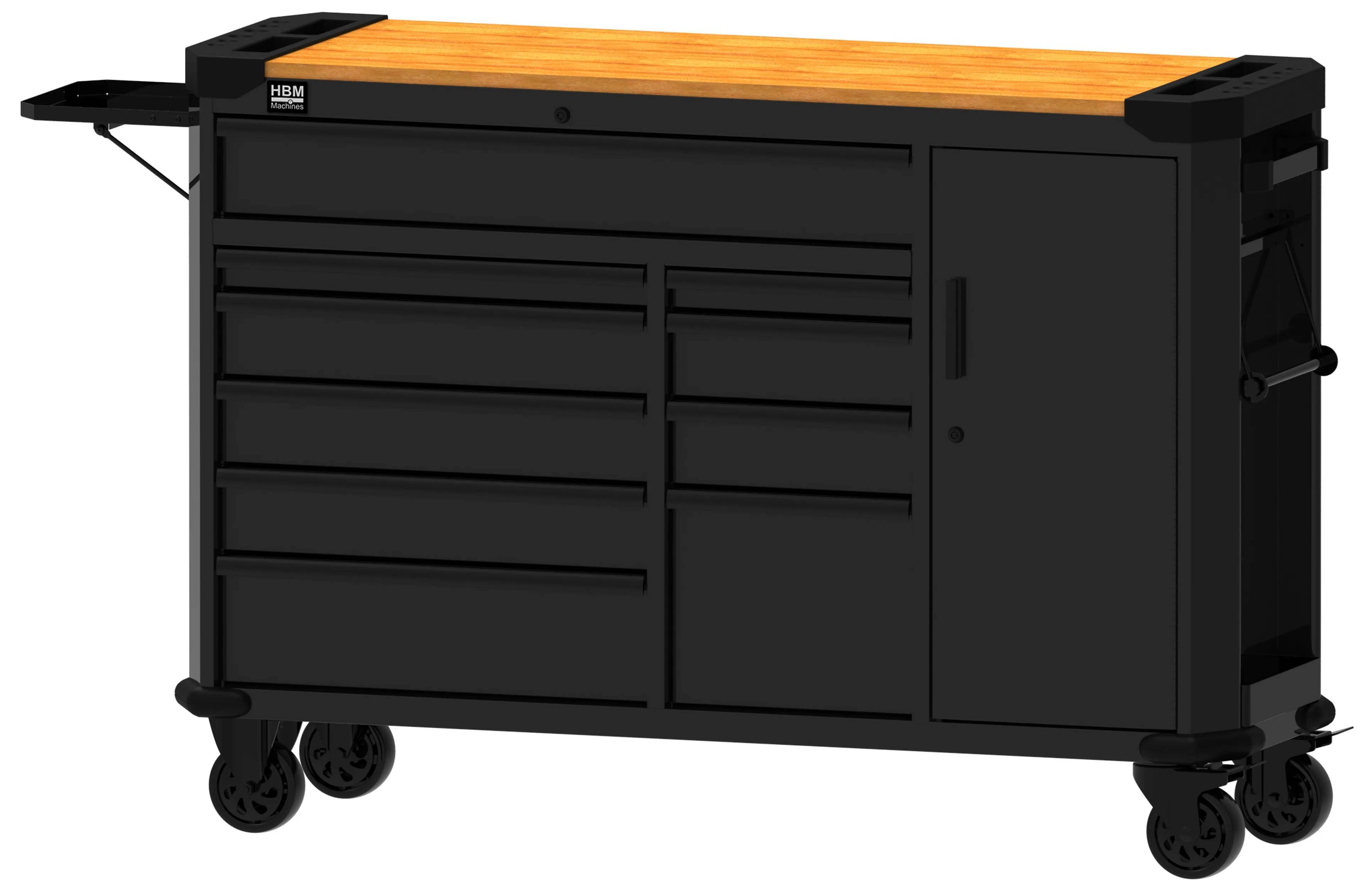 Werkstattwagen 10 Schubladen 147 cm Schwarz
