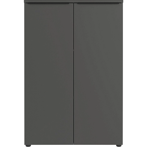 Aktenschrank Porto, 2 Türen und 2 Einlegeböden, 3 OH, B 810 x T 400 x H 1200 mm, graphit