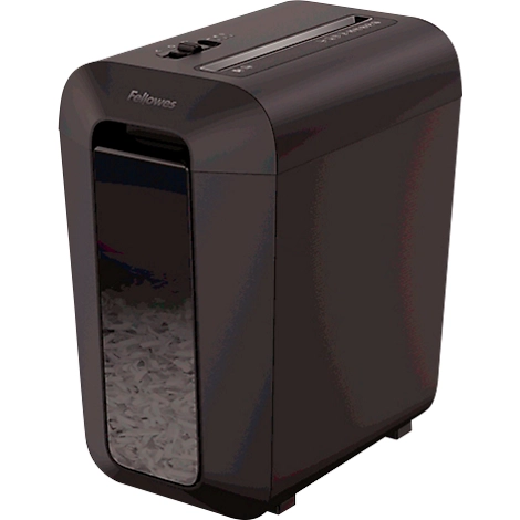 Aktenvernichter Fellowes® Powershred LX 65, Partikelschnitt 4 x 40 mm, P-4, 22 l, 10 Blatt Schnittleistung, schwarz