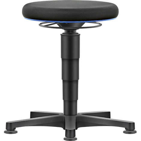 Allround Hocker Bimos, sitzhöhenverstellbar 450-650 mm, mit Gleiter, Stoffbezug, atmungsaktiv, Farbring blau