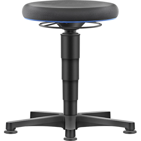 Allround Hocker Bimos, sitzhöhenverstellbar 450-650 mm, mit Gleiter, Supertec-Bezug, schnitt- & rutschfest, mit Mikropanzerung, Farbring blau