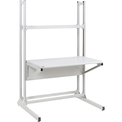 Arbeitstisch TRESTON Quick Edge, rechteckig, manuell höhenverstellbar, bis 100 kg, B 1200 x T 700 x H 1930 mm, Stahl & Aluminium, lichtgrau RAL 7035