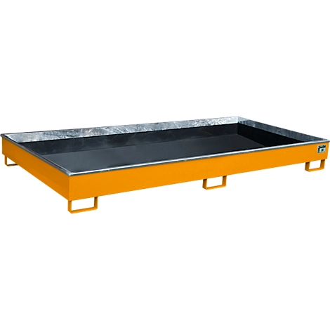 Bauer Regalwanne RW 2700-1 PE, mit PE-Einsatz, L 2665 x B 1315 x H 210 mm, gelborange RAL 2000