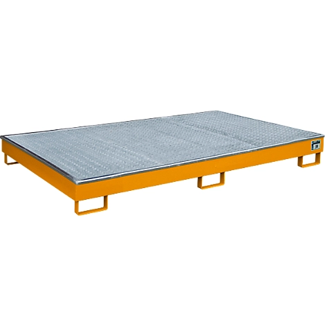 Bauer Regalwanne RW-GR 2200-1 PE, mit PE-Einsatz, mit Gitterrost, L 2165 x B 1315 x H 230 mm , gelborange RAL 2000