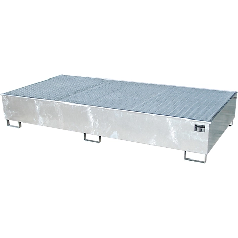 Bauer Regalwanne RW-GR 2700-3 PE, mit PE-Einsatz, mit Gitterrost, L 2665 x B 1315 x H 440 mm, feuerverzinkt