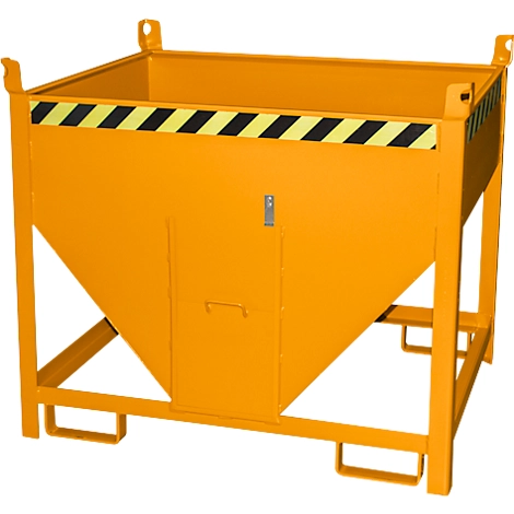 Bauer Silobehälter SGS 50, mit Schieberverschluss, L 1000 x B 1200 x H 1025 mm, 0,5 m³, bis 750 kg, Stahl, Gelborange