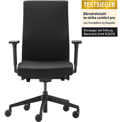 Dauphin Bürostuhl to-strike work comfort pro, mit Armlehnen, Synchronmechanik, Muldensitz, schwarz