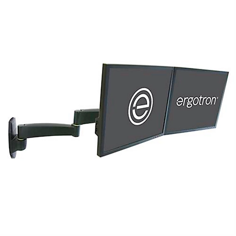 ergotron® 200 Series Dual Monitorarm, Wandmontage, für 2 Displays bis 22″ & bis 5,9 kg, um 360° drehbar, tiefenverstellbar, VESA, schwarz
