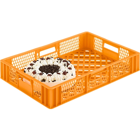 Euro Box Bäcker-Kasten, lebensmittelecht, Inhalt 15,4 L, durchbrochene Version, gelb-orange