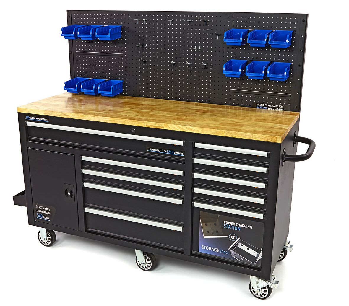 Werkbank - Werkstattwagen mit Rückwand 158cm