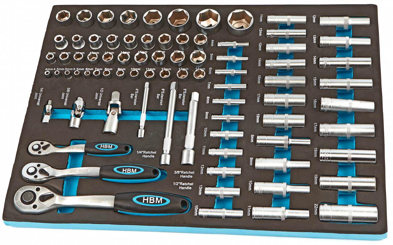 Werkzeugeinlage 81tlg. SET Steckschlüssel & Bits | im fradashop