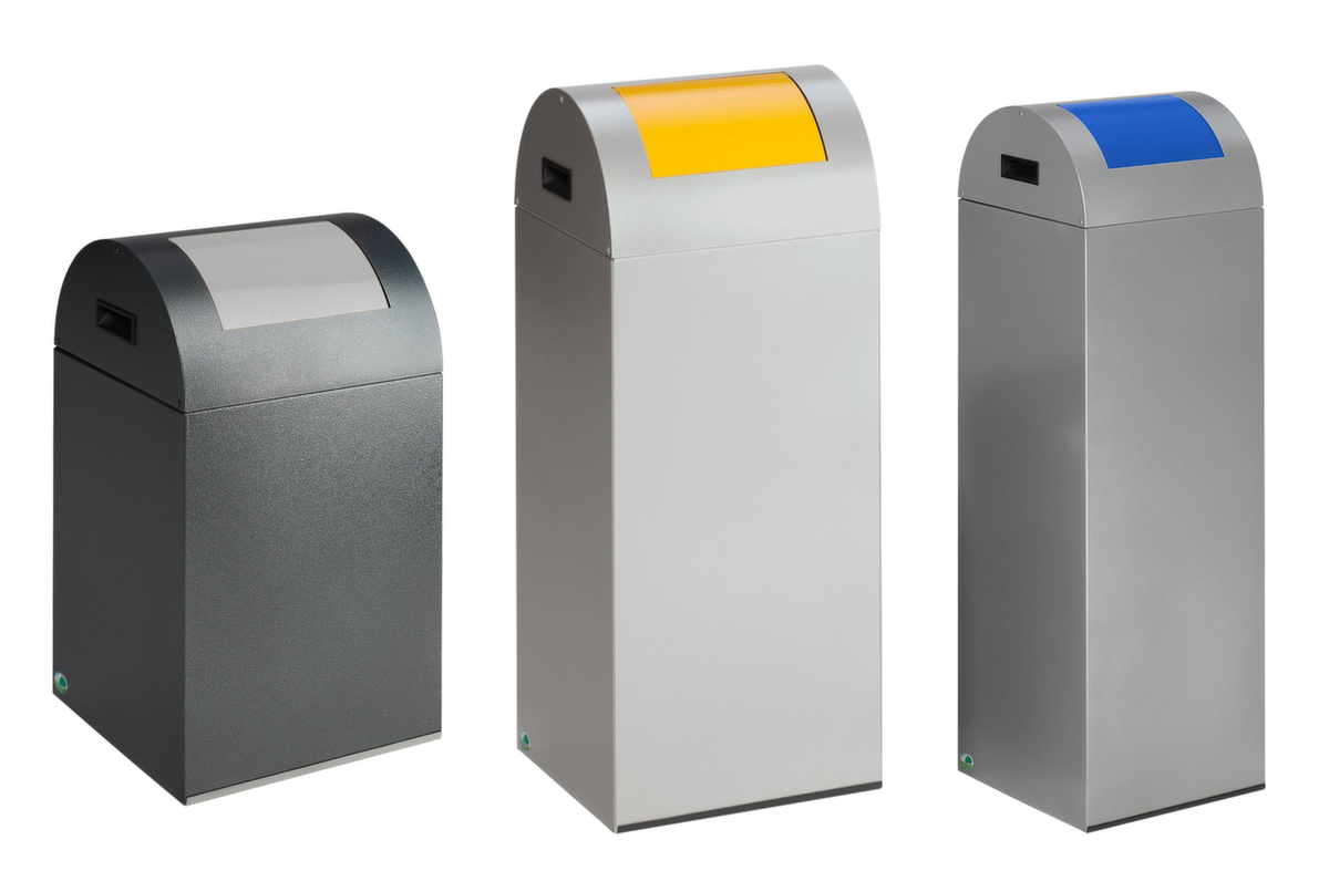 VAR Wertstoffsammler WSG 85 R mit Einwurfklappe, 89 l, antiksilber, Deckel RAL1023 Verkehrsgelb