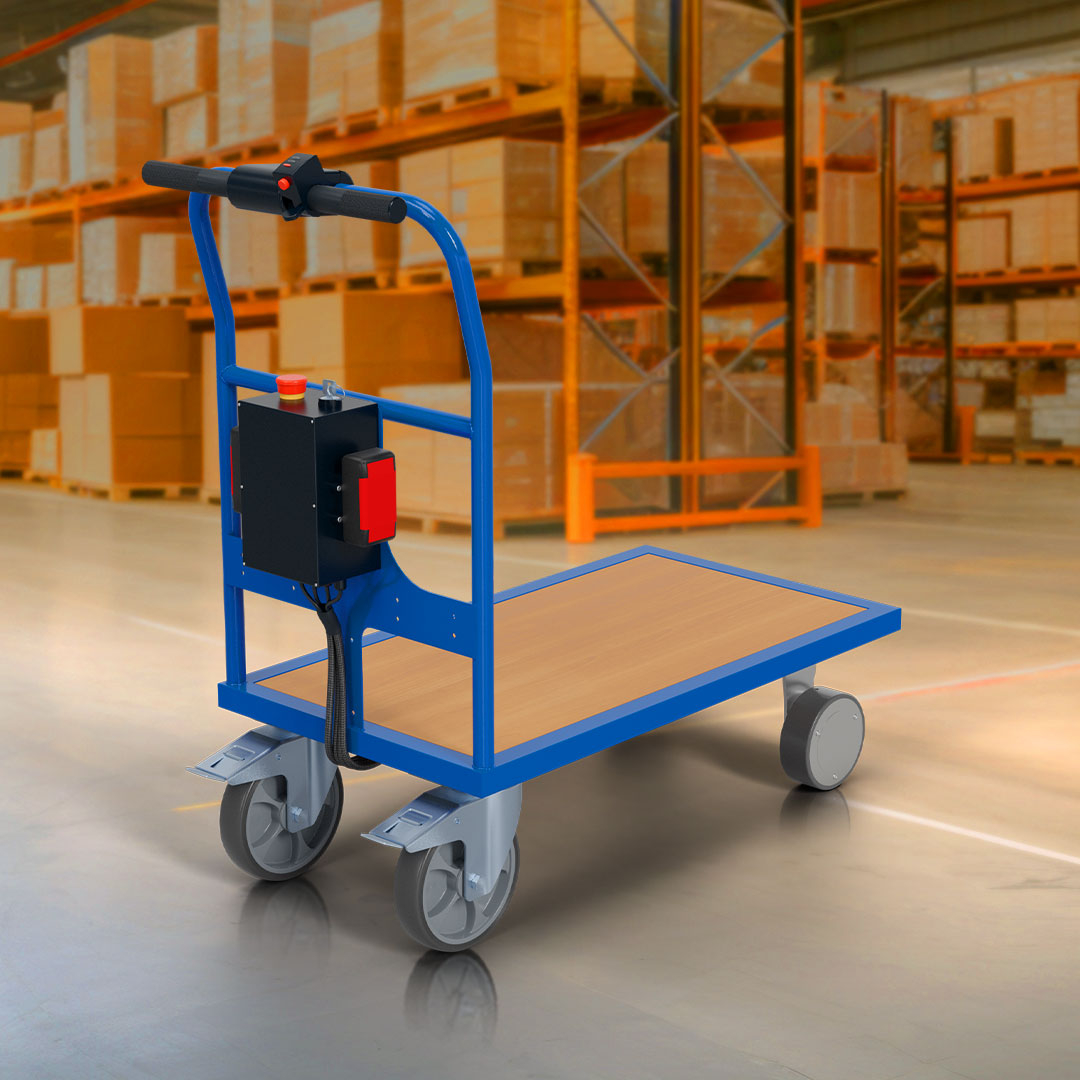 BS-ROLLEN Elektrischer Schiebebügelwagen BS-eTec, Traglast 500 kg, Ladefläche 1000 x 700 mm