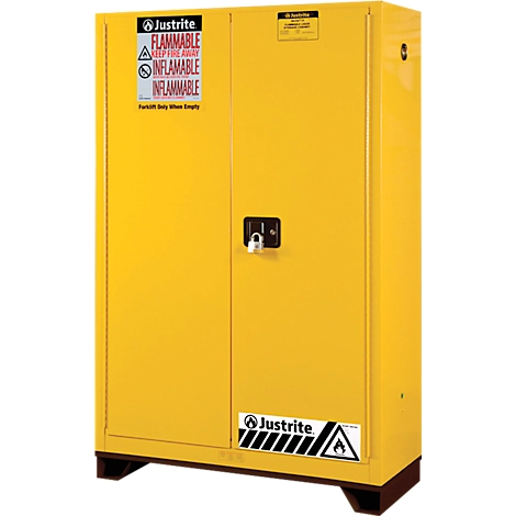 Justrite FM-Sicherheitsschrank Classic Sure-Grip® EX, für entzündbare Flüssigkeiten, bis 170 Liter, manuell schließend, gelb