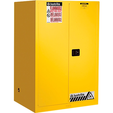 Justrite FM-Sicherheitsschrank Classic Sure-Grip® EX, für entzündbare Flüssigkeiten, bis 341 Liter, selbstschließende Türen, gelb