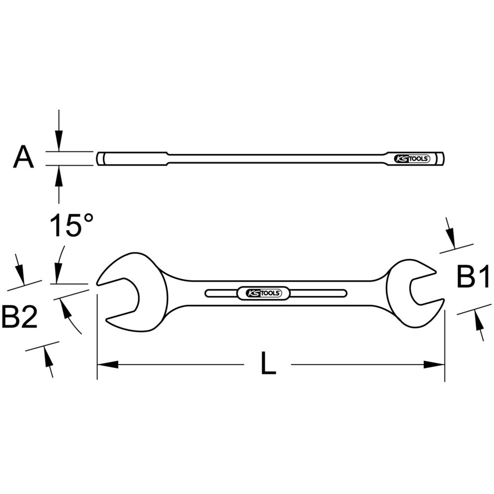 KS TOOLS EDELSTAHL Doppelmaulschlüssel, abgewinkelt